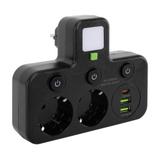 Steckdosenleiste 2 Steckdosen + 2x USB-A + USB-C JNH0-17 Black