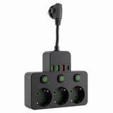 Listwa zasilająca 3 gniazda + 3x USB-A + USB-C JNH018 Czarna