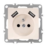 Ühekohaline maandusega pistikupesa + 2x USB-A OSTE JNH003-G Beige