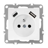 Ühekohaline maandusega pistikupesa + USB-A USB-C OSTE JNH004-G White