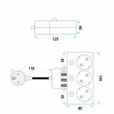 Listwa zasilająca 3 gniazda + 3x USB-A + USB-C JNH018 Czarna
