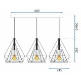 HÄNGANDE TAKLAMPA I LOFTSTIL BELLO 3x E27 APP012-3CP