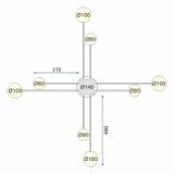 MODERN TAKLAMPA 8-ARMAD LED APP523-8C Svart