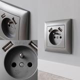 Ühekohaline maandusega pistikupesa + 2x USB-A OSTE JNH003-G Grey
