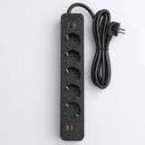 Multipresa con prolunga, 5 prese + 2x USB-A + USB-C REA JNH022-5A Black