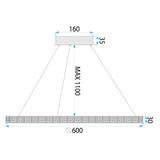 HÄNGLAMPA LED MS010-CP 59 cm Krom