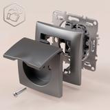 Единичен контакт със заземяване и капаче с рамка OSTE JNH005-G Grey