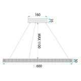 HÄNGLAMPA LED MS009-CP Ljust Roséguld 59 cm
