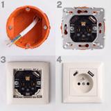 Single grounded socket + USB-A USB-C OSTE JNH004-G Beige