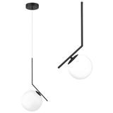 Taklampa Hängande Glasglob G107-1W Svart Vit