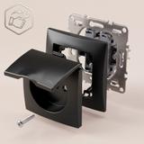 Единичен контакт със заземяване и капаче с рамка OSTE JNH005-G Black