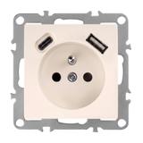 Ühekohaline maandusega pistikupesa + USB-A USB-C OSTE JNH004-G Beige