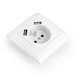 Ühekohaline maandusega pistikupesa + 2x USB-A OSTE JNH003-G White