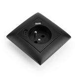 Egyszeres földelt aljzat + USB-A USB-C OSTE JNH004-G Black