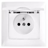 Единичен контакт със заземяване и капаче с рамка OSTE JNH005-G White