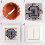 Double Switch with Frame OSTE JNH007-W BEIGE