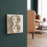 Double grounded socket with frame OSTE JNH002-G Beige