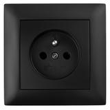 Single grounded socket with frame OSTE JNH001-G Black