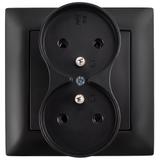 Doble enchufe con toma de tierra OSTE JNH002-G Black