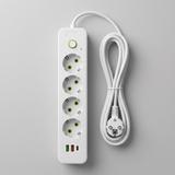 Pagarinātājs 4 rozetes + 2x USB-A + USB-C JNH021-4A White