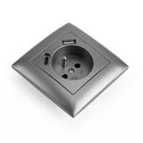 Prise simple avec terre + USB-A USB-C OSTE JNH004-G Grey