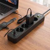 Multipresa con prolunga, 4 prese + 2 porte USB-A + USB-C JNH021-4A Black