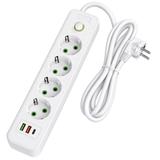 Pagarinātājs 4 rozetes + 2x USB-A + USB-C JNH021-4A White