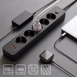Multipresa con prolunga, 5 prese + 2x USB-A + USB-C REA JNH022-5A Black