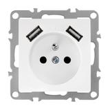 Ühekohaline maandusega pistikupesa + 2x USB-A OSTE JNH003-G White