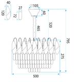 Kristall-pendellampa SWE079-CP 50cm Chrom