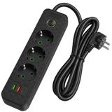 Pikendusjuhe 3 pistikupesa + 2x USB-A + USB-C JNH020-3A Black