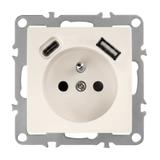 Single grounded socket + USB-A USB-C OSTE JNH004-G Beige
