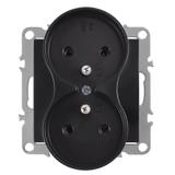 Doble enchufe con toma de tierra OSTE JNH002-G Black
