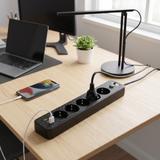 Multipresa con prolunga, 5 prese + 2x USB-A + USB-C REA JNH022-5A Black