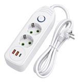 Multipresa con prolunga, 2 prese + 2 porte USB-A + USB-C JNH024-3B White