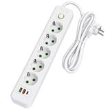 Pagarinātājs 5 ligzdas + 2x USB-A + USB-C JNH022-5A White