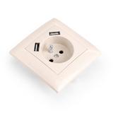 Ühekohaline maandusega pistikupesa + 2x USB-A OSTE JNH003-G Beige
