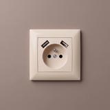 Ühekohaline maandusega pistikupesa + 2x USB-A OSTE JNH003-G Beige