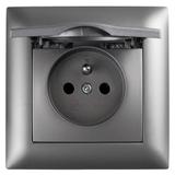 Единичен контакт със заземяване и капаче OSTE JNH005-G Grey