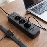 Pikendusjuhe 3 pistikupesa + 2x USB-A + USB-C JNH020-3A Black