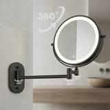 Dubbelsidiga väggspegeln med LED Glow för kosmetik, svart