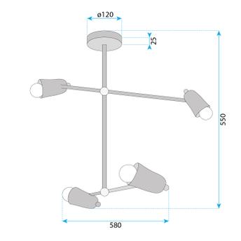 Ceiling lamp APP1708-4CP BLACK + GOLD