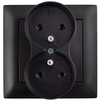 Priză dublă cu împământare și ramă OSTE JNH002-G Black