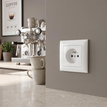 Одинарна розетка із заземленням OSTE JNH001-G White