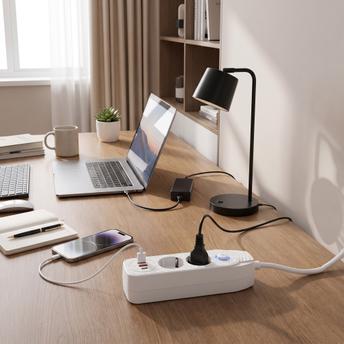 Мережевий фільтр Подовжувач 2 розетки + 2x USB-A + USB-C JNH024-3B White