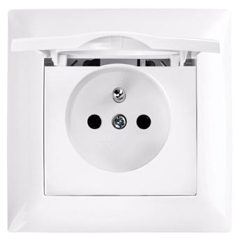 Единичен контакт със заземяване и капаче с рамка OSTE JNH005-G White