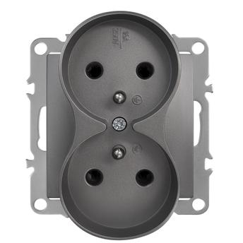 Kaksoispistorasia maadoituksella OSTE JNH002-G Grey