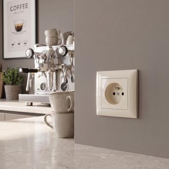 Единичен контакт със заземяване OSTE JNH001-G Beige