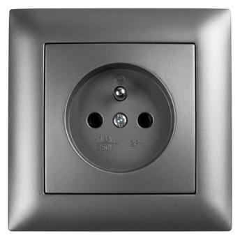 Единичен контакт със заземяване и рамка OSTE JNH001-G Grey