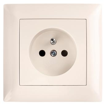 Единичен контакт със заземяване и рамка OSTE JNH001-G Beige